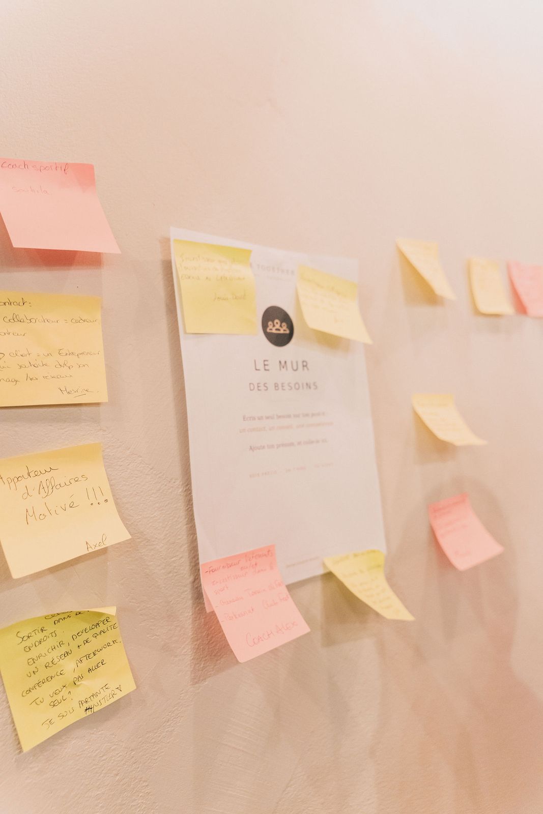 Le Mur des besoins couvert de post-its